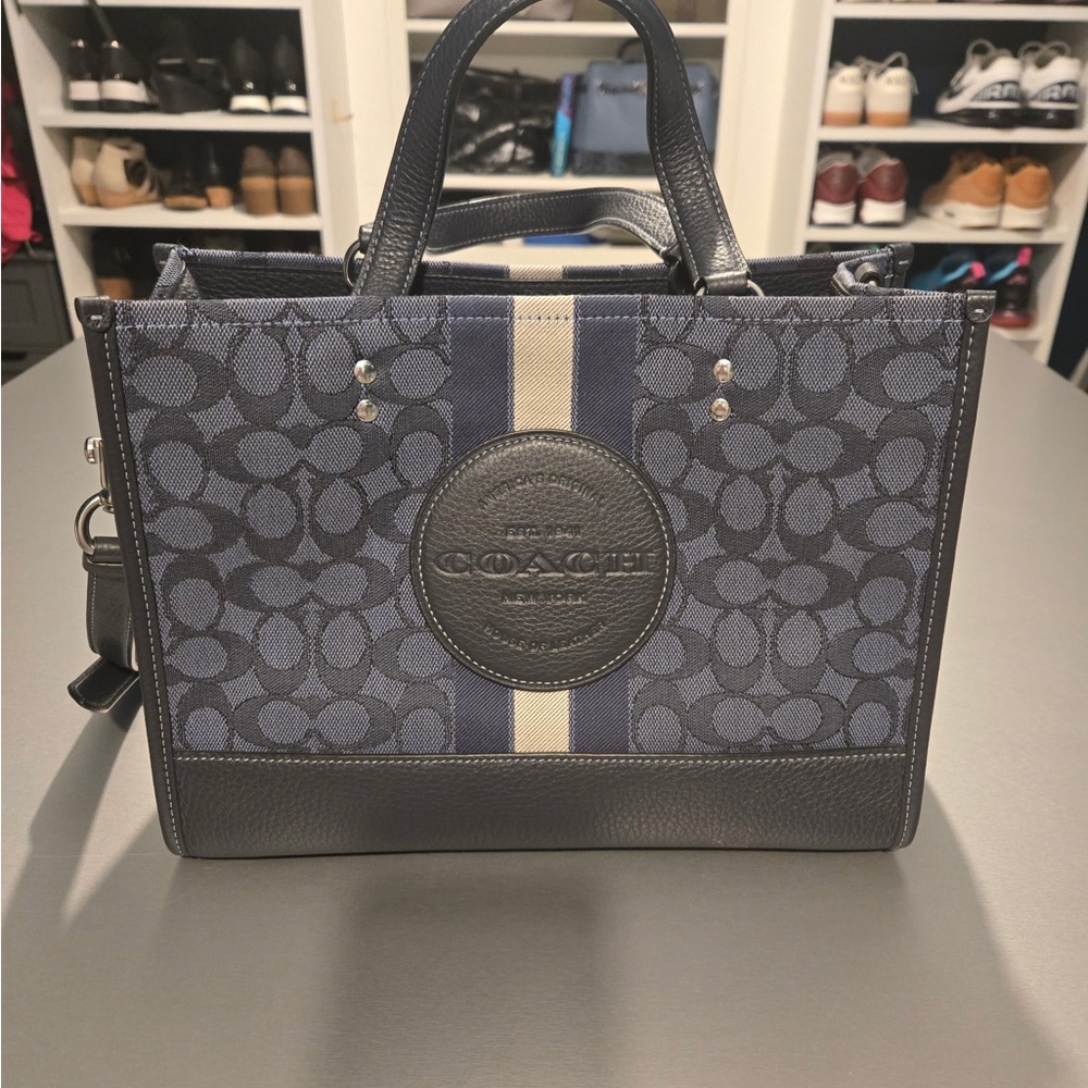 Coach Blue and Black Tote with Signature Style